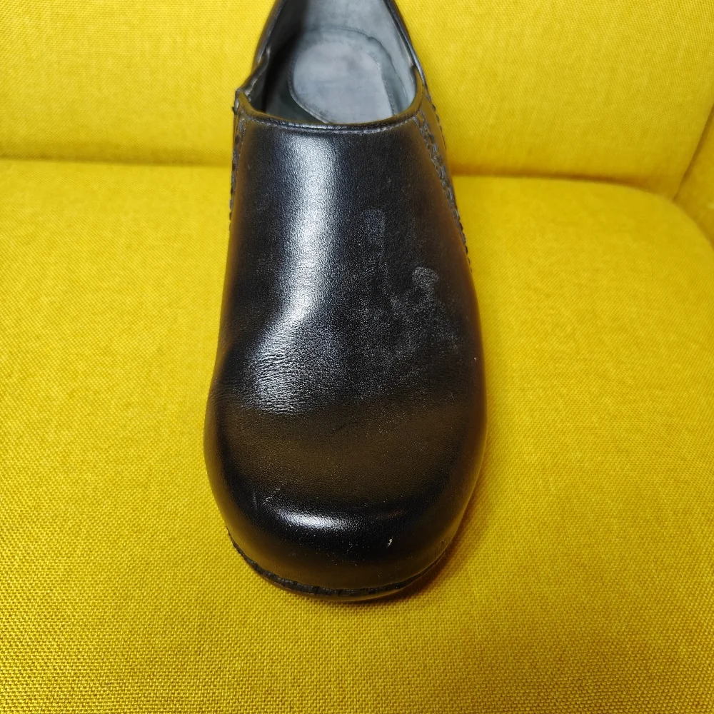 Dansko Professional Black Leather Stitched Slip On Women's Heel Clogs Size 8.5-9 - Picture 5 of 8